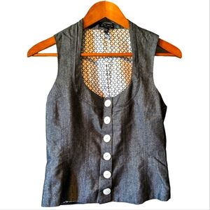 Y2K Fang Charcoal Vest Sparkle Metallic Threads Vintage Sz. S